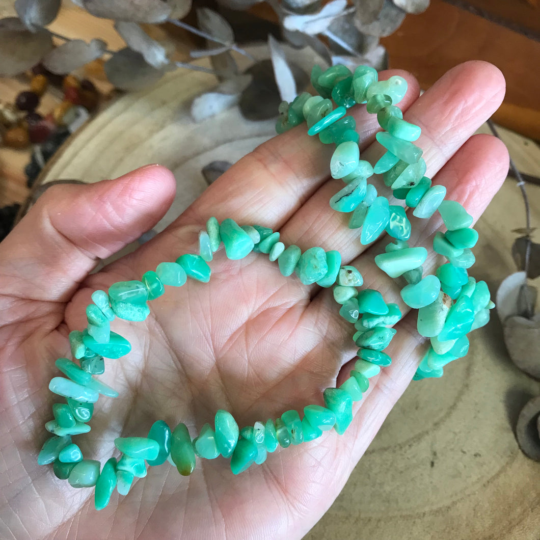 Green Chrysophase Chip Bracelet SKU 23155
