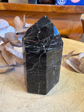 Black Tourmaline & Hematite Point SKU 25208