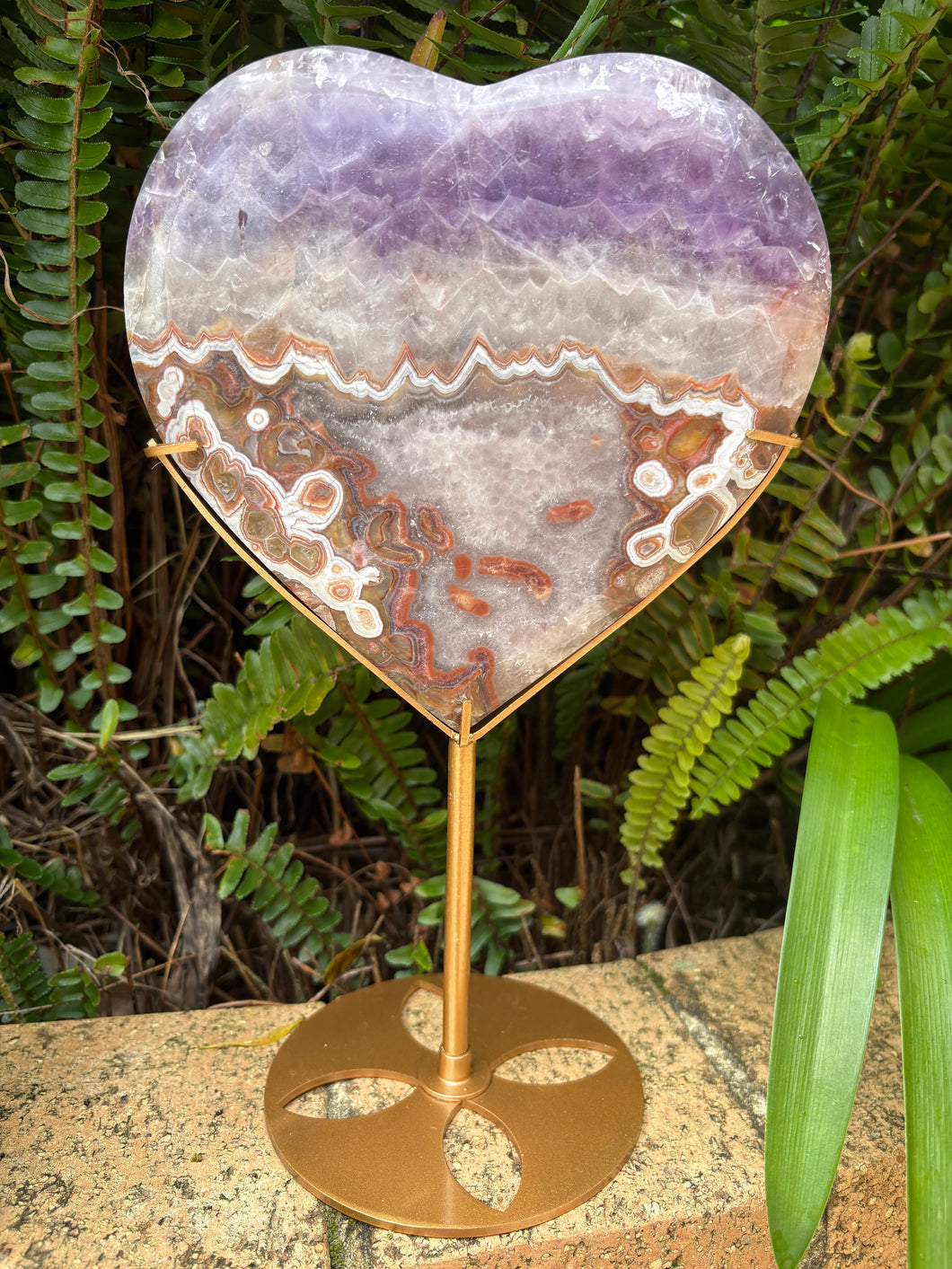 Crazy Lace Amethyst Heart on Stand SKU 27079