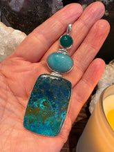 Entia Sterling Silver Shattuckite, Amazonite & Green Chalcedony Pendant SKU 25808