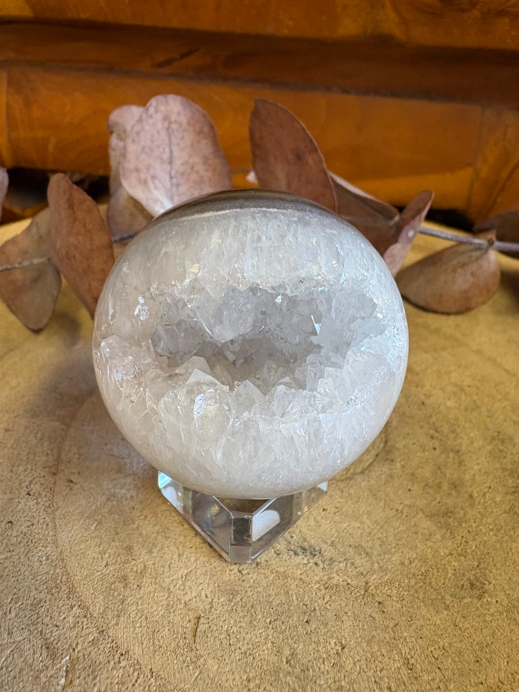 Clear Quartz Geode Sphere SKU 26165