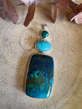 Entia Sterling Silver Shattuckite, Amazonite & Green Chalcedony Pendant SKU 25808