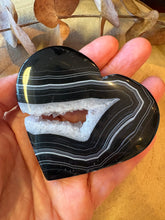 Black Banded Agate & Quartz Heart SKU 26740