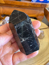 Black Tourmaline & Hematite Point SKU 25208