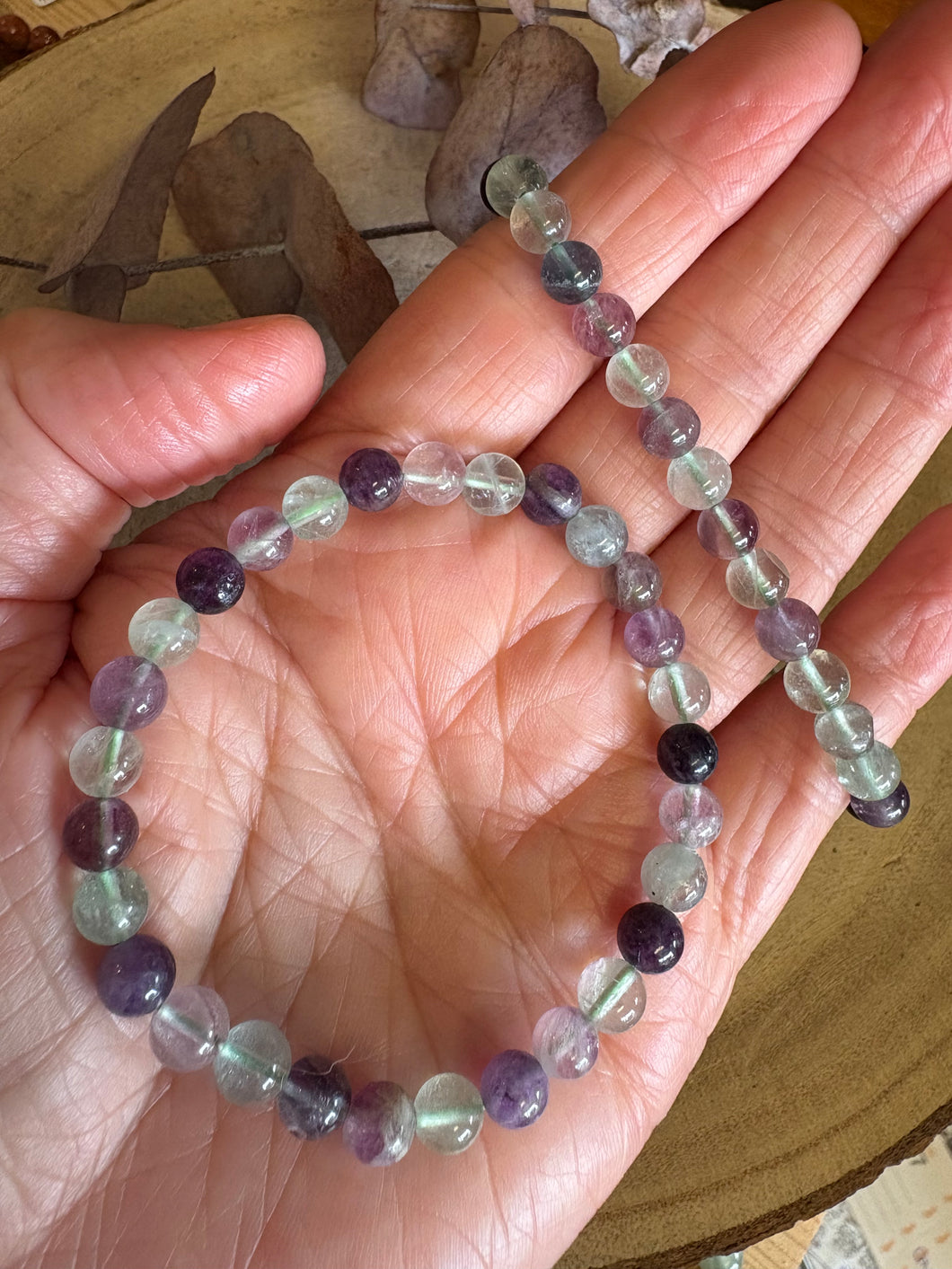 Rainbow Fluorite 6mm Bead Bracelets SKU 25508