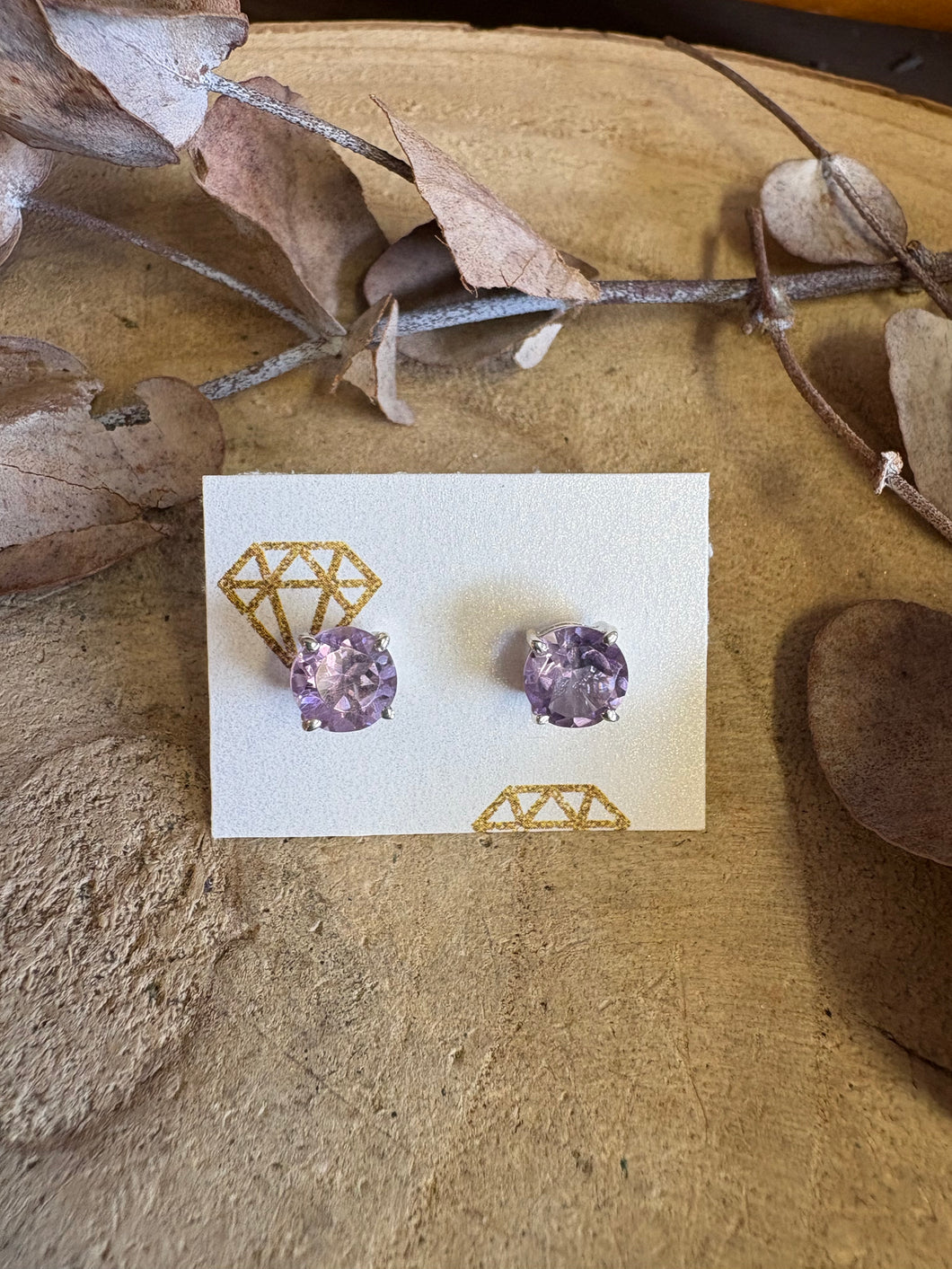 Sterling Silver Amethyst Stud Earrings SKU 25356