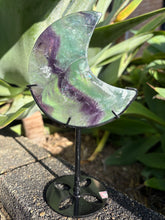 Rainbow Fluorite Moon on Stand SKU 26394