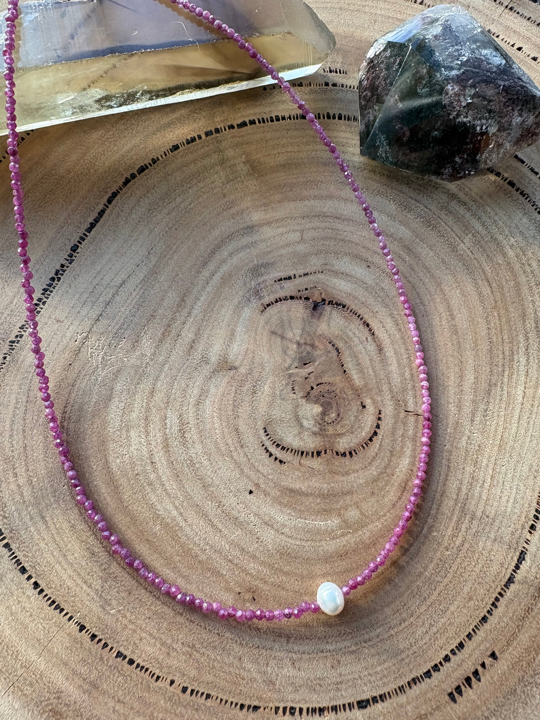 Entia Ruby & Pearl Beaded Necklace SKU 26434