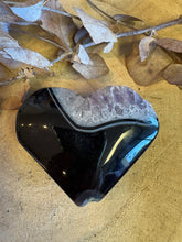 Black Banded Agate & Amethyst Heart SKU 25064