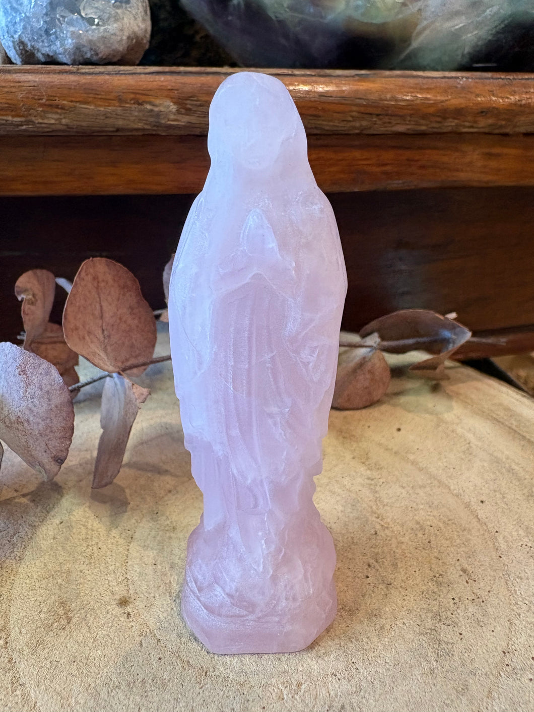 Rose Quartz Mother Mary Carving SKU 26834