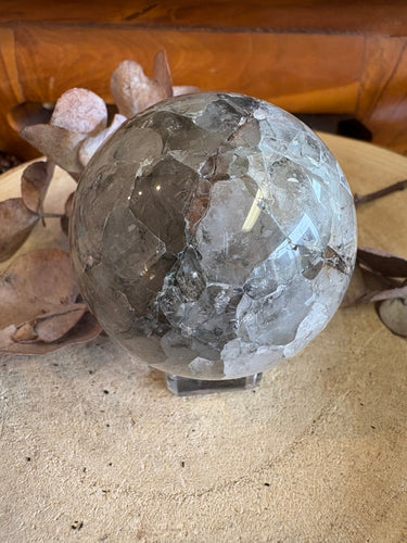 Black Banded Agate & Quartz Sphere SKU 24932