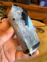 Black Banded Agate & Quartz Obelisk SKU 25070