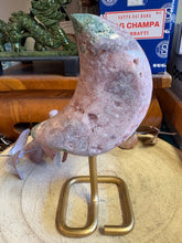 Pink Amethyst Moon on Stand SKU 26174