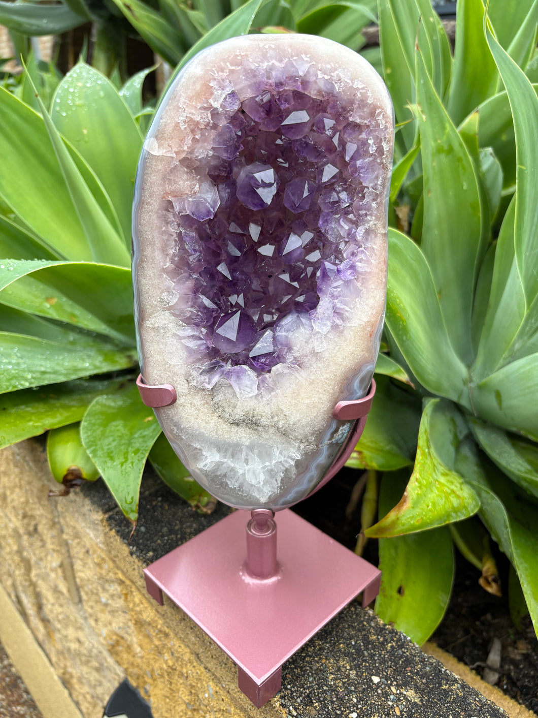 Pink Amethyst Cluster on Swivel Stand SKU 27036