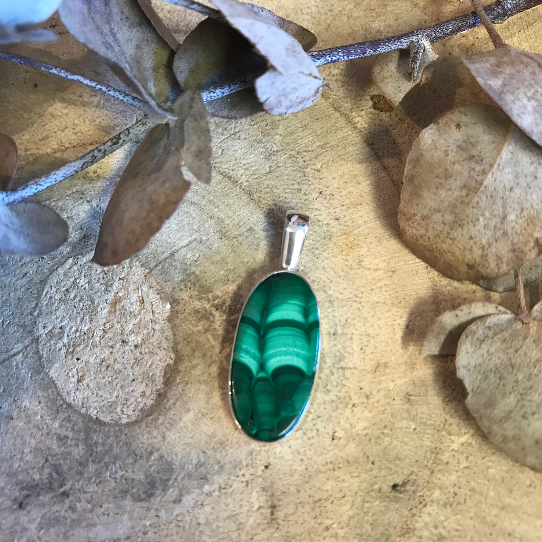 Sterling Silver Malachite Pendant SKU 23887