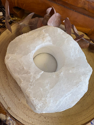 Clear Quartz Chunk Candleholder SKU 26246A