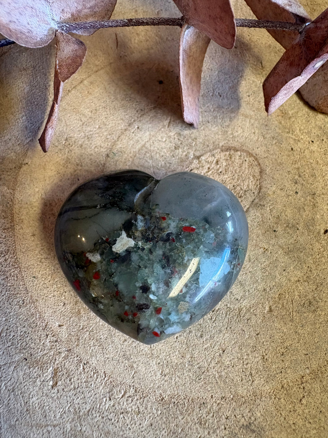 South African Bloodstone Heart SKU 26322