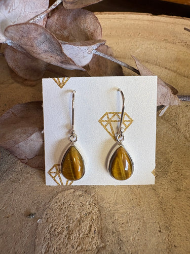 Sterling Silver Tiger Eye Drop Earrings SKU 25347