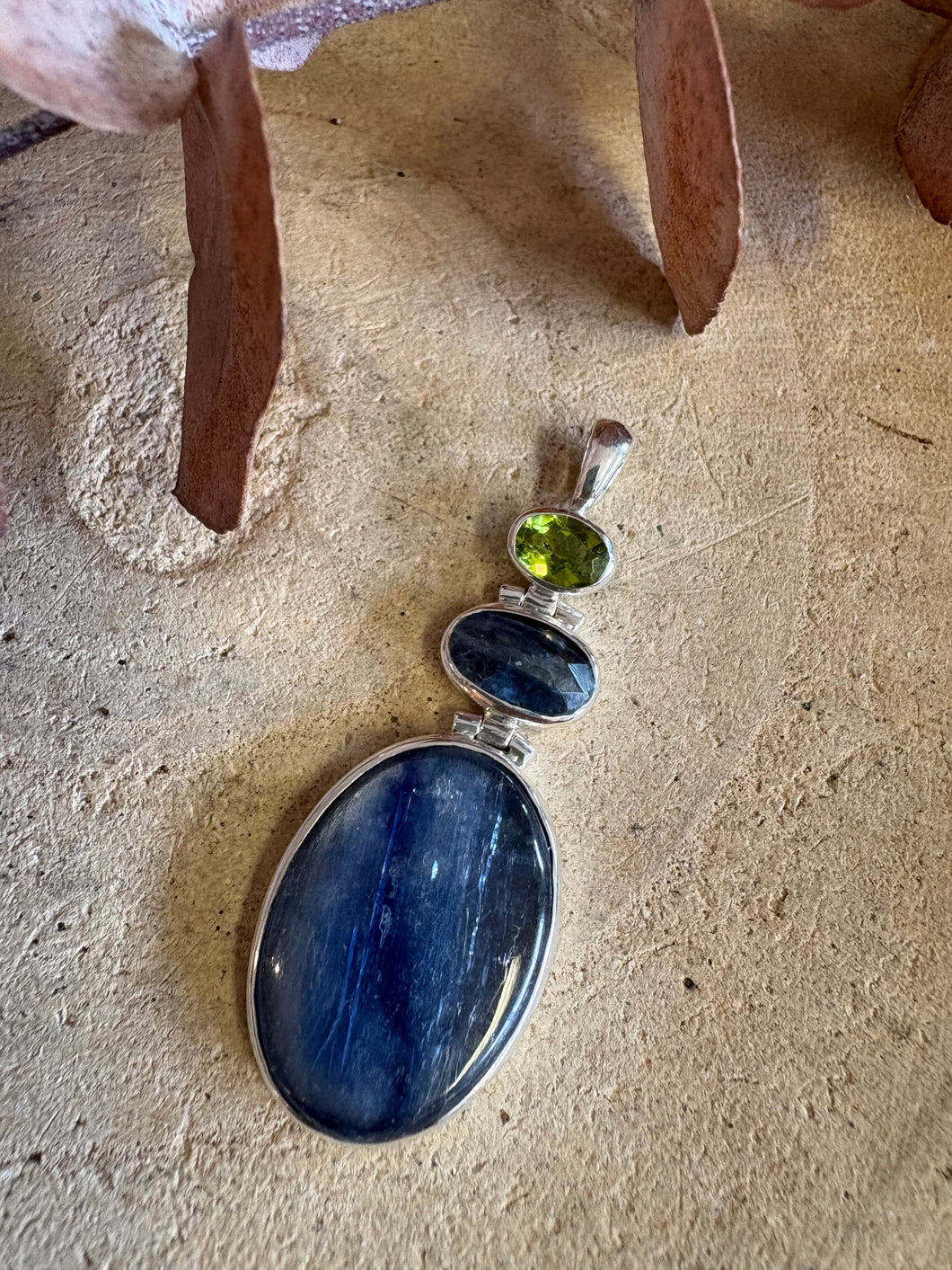 Entia Sterling Silver Blue Kyanite & Peridot Pendant SKU 25806
