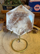 Clear Quartz Facet Cut Hexagon on Stand SKU 26563