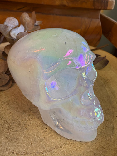 Opal Aura Quartz Skull Carving SKU 25097