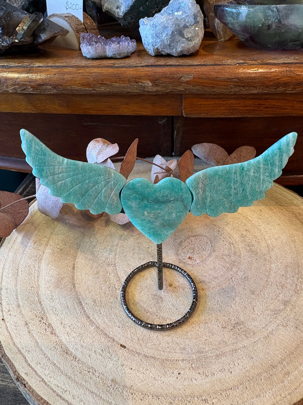 Amazonite Winged Heart on Stand SKU 26929C