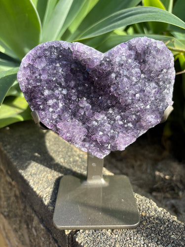 Amethyst Cluster Heart on Stand SKU 26283