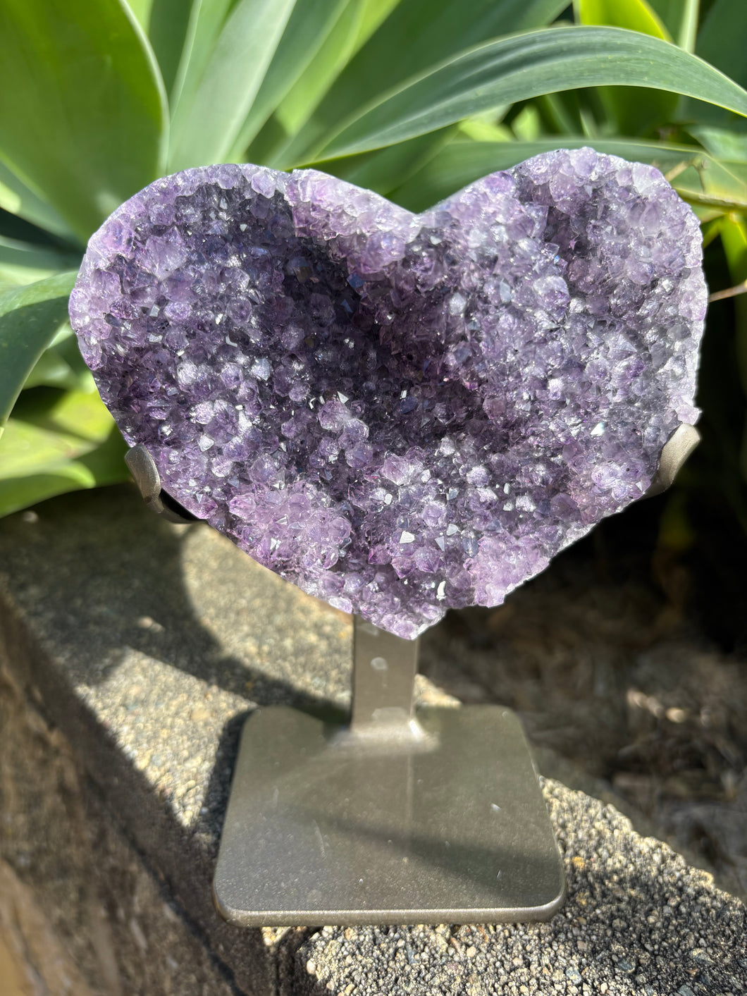 Amethyst Cluster Heart on Stand SKU 26283