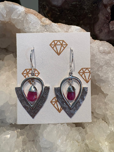 Entia Sterling Silver Ornate Ruby Earrings SKU 25805