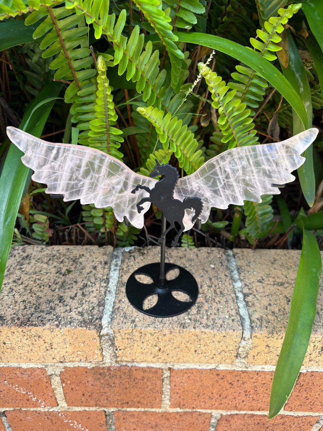 Rose Quartz Winged Unicorn on Stand SKU 25318