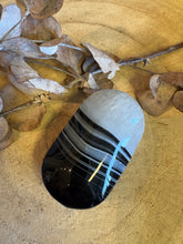 Black Banded Agate & Quartz Palm Stone SKU 25068