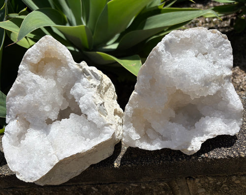 Cracked Quartz Geode Pair SKU 25100B