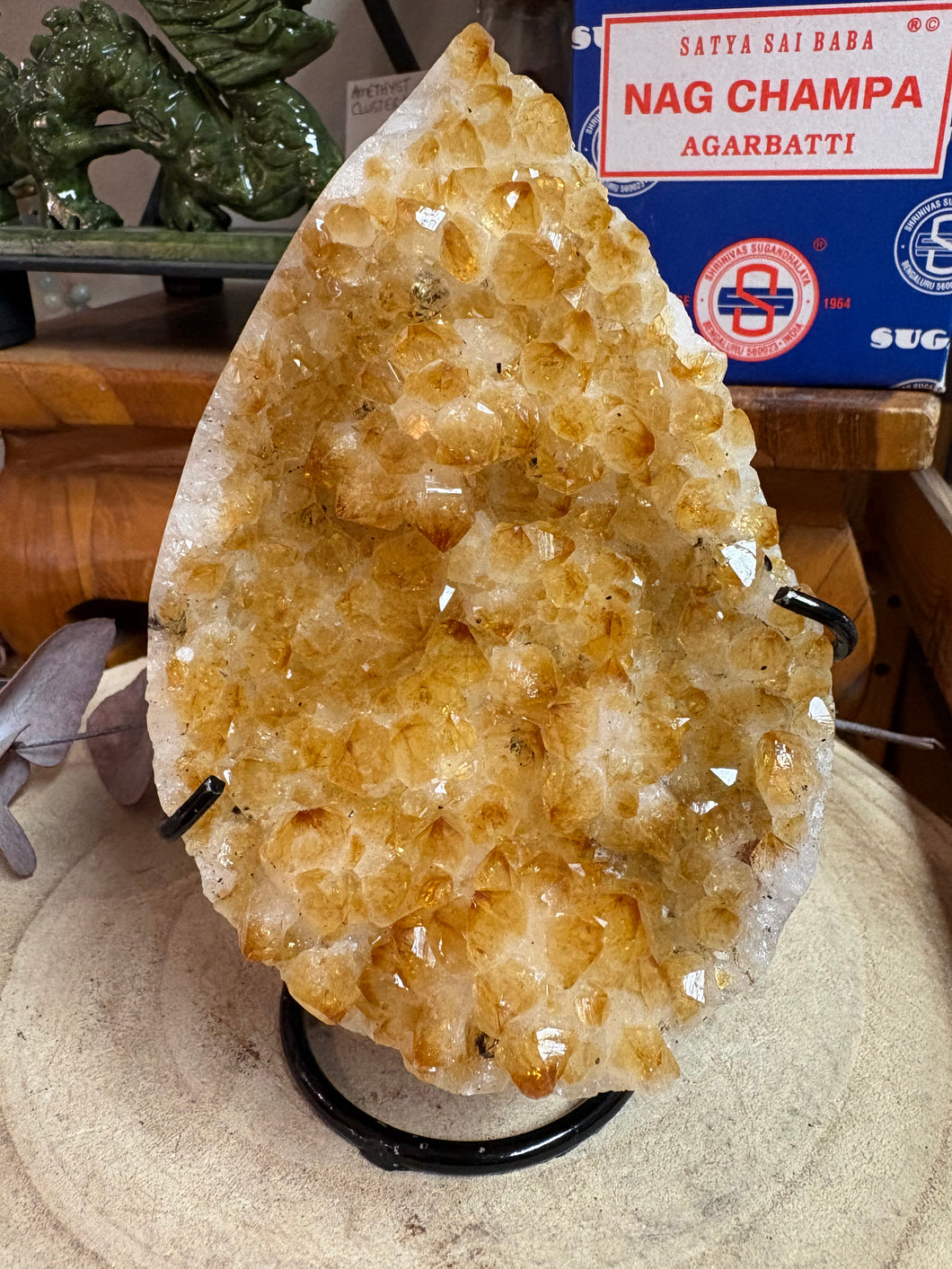 Citrine Teardrop Cluster in Stand SKU 26360