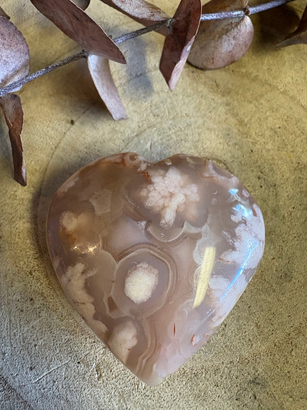 Flower Agate Heart SKU 26184