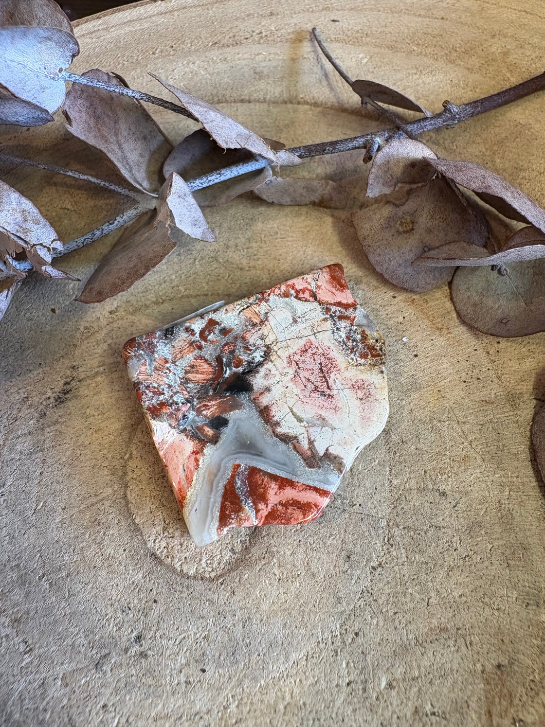 Red Silver Leaf Jasper Slab SKU 23984H