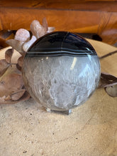 Black Banded Agate & Quartz Sphere SKU 24932