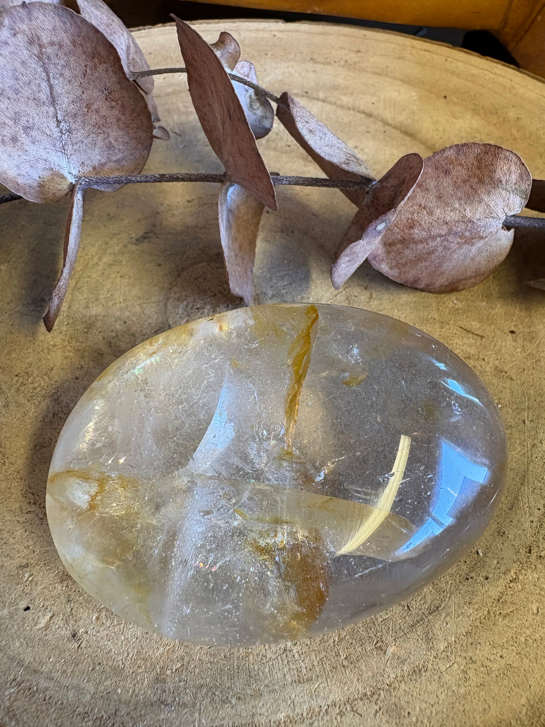 Golden Healer Quartz Palm Stone SKU 25842