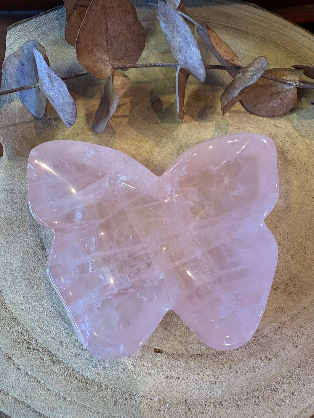 Rose Quartz Butterfly Bowl SKU 26612A