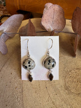 Entia Sterling Silver Dalmatian Jasper & Smoky Quartz Drop Earrings SKU 25891