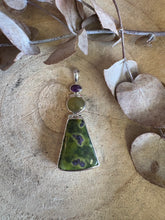 Entia Sterling Silver Sugilite, Stichtite & Serpentine, & Vesuvianite Pendant SKU 24238