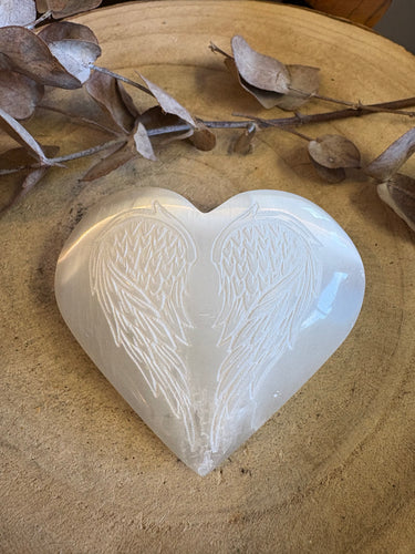 Selenite Angel Wing Heart SKU 24445