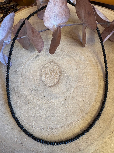 Entia Black Tourmaline Facet Cut Bead Necklace SKU 25570