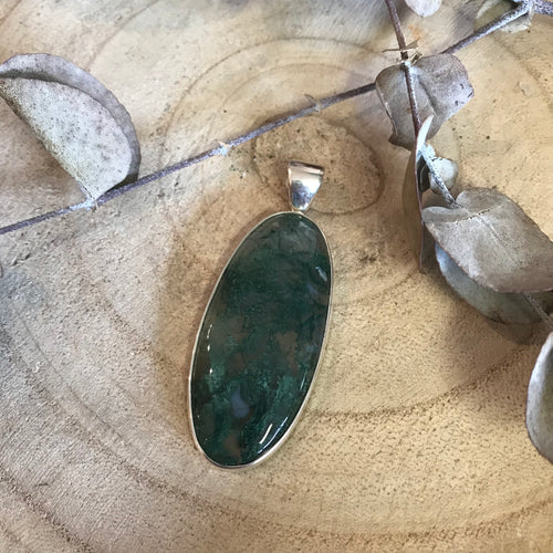 Sterling Silver Moss Agate Pendant SKU 22697