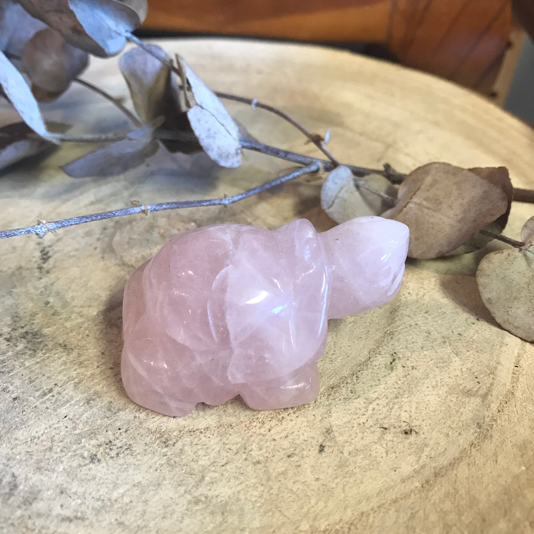 Rose Quartz Turtle Carving SKU 23786