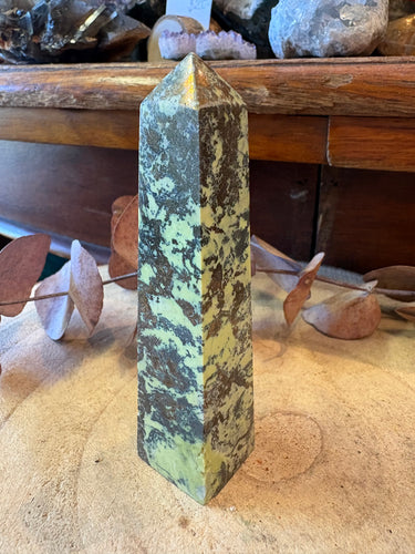 Serpentine & Pyrite Obelisk SKU 26884