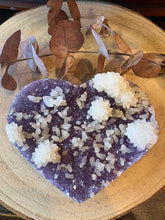 Amethyst Cluster Heart with Calcite Flowers SKU 26551