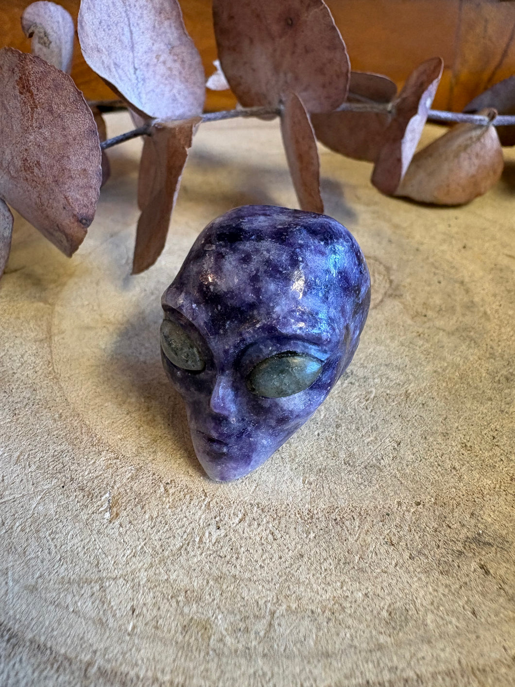 Lepidolite & Labradorite Alien Head Carving SKU 26223A