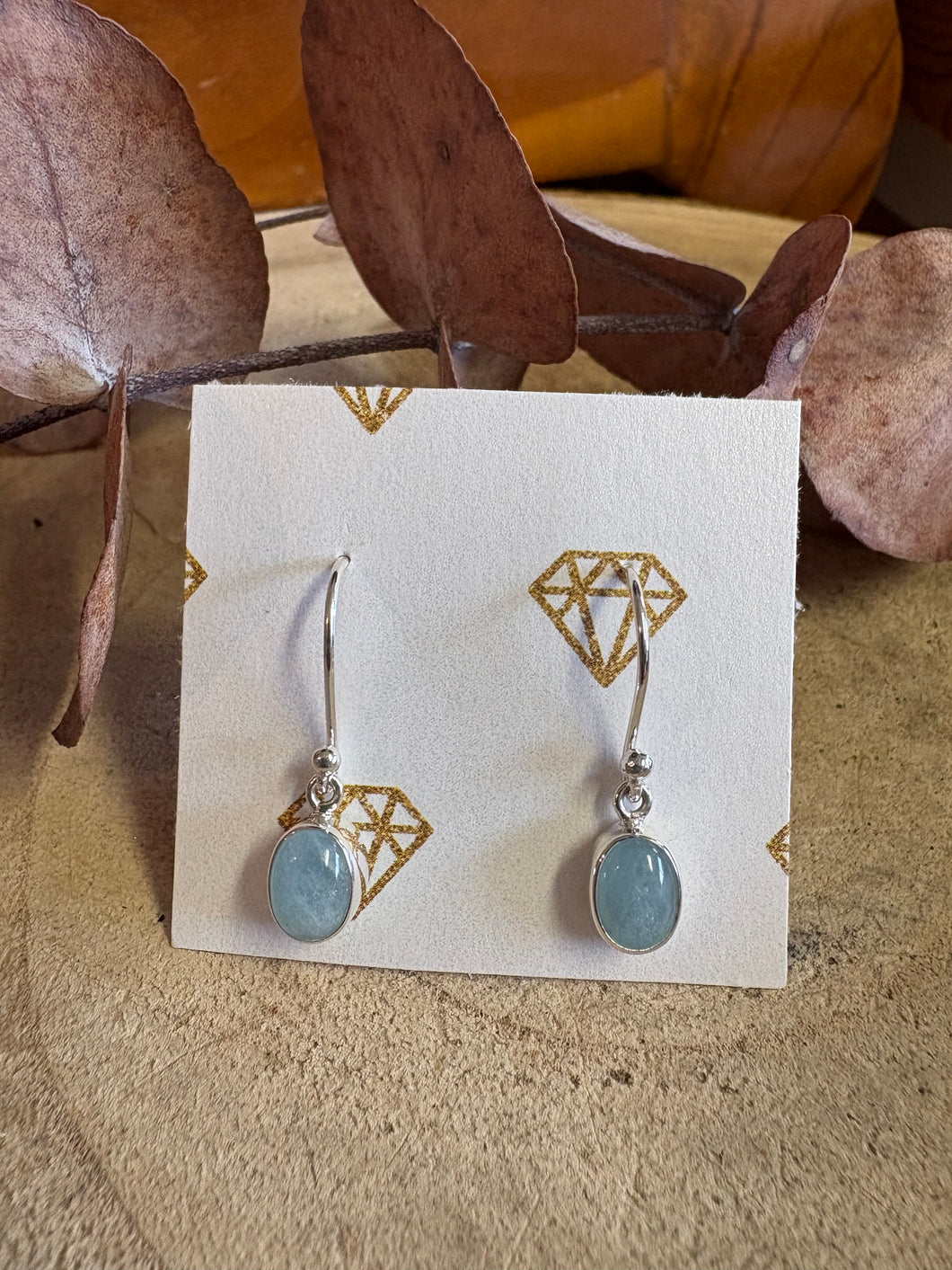 Sterling Silver Aquamarine Drop Earrings SKU 25909