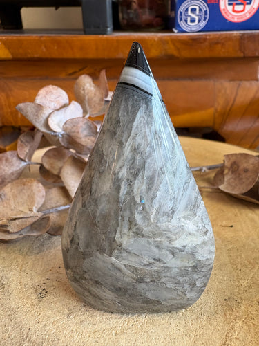 Black Agate & Quartz Flame SKU 24929