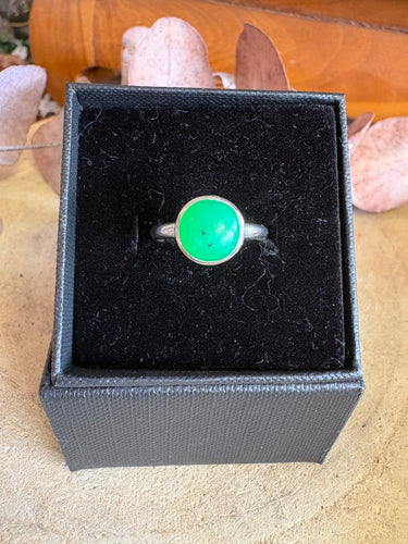 Entia Sterling Silver Green Chrysophase Ring SKU 25811